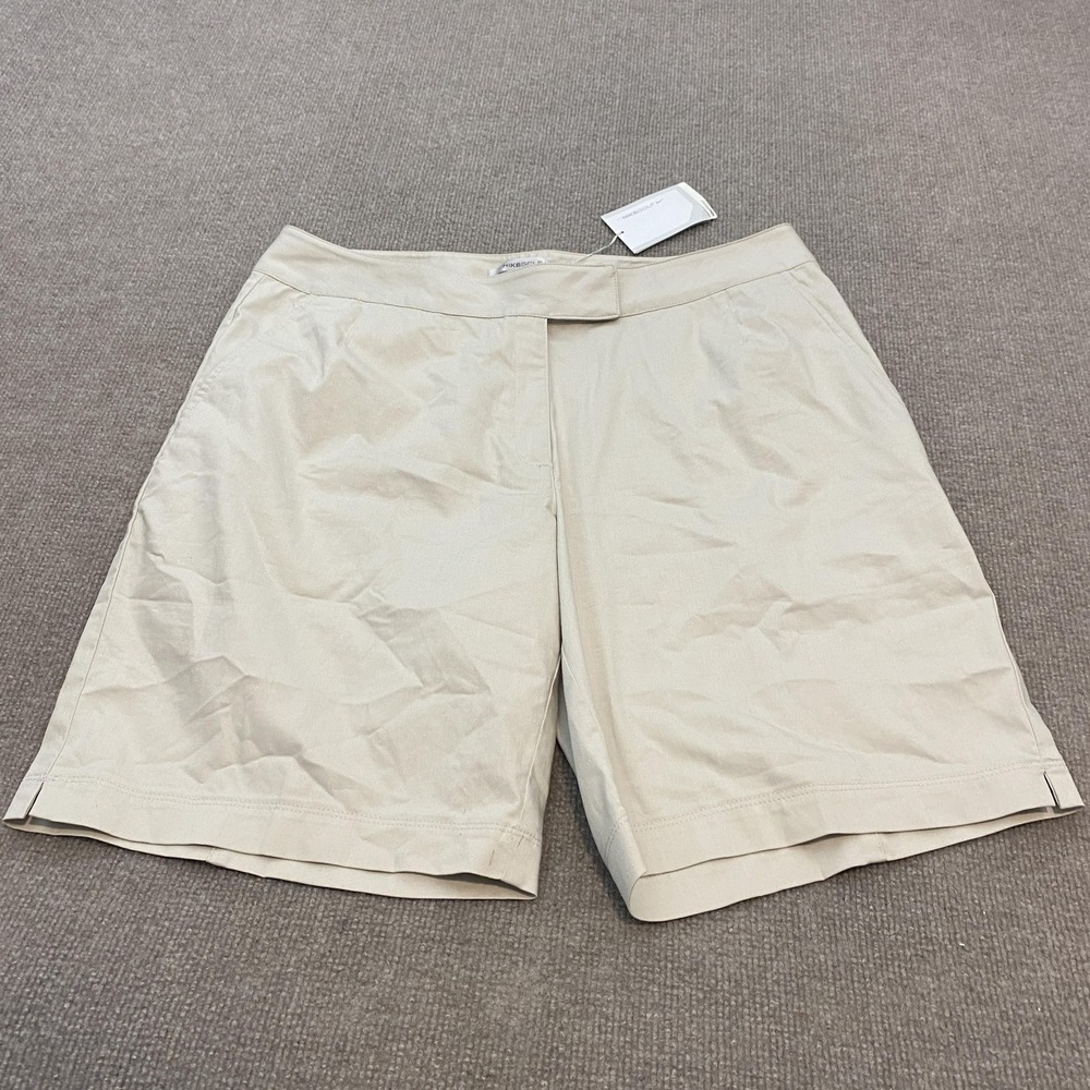 Nike Golf Shorts Womens 14 Beige Twill Fit Dry Moisture Wicking Pockets Stretch